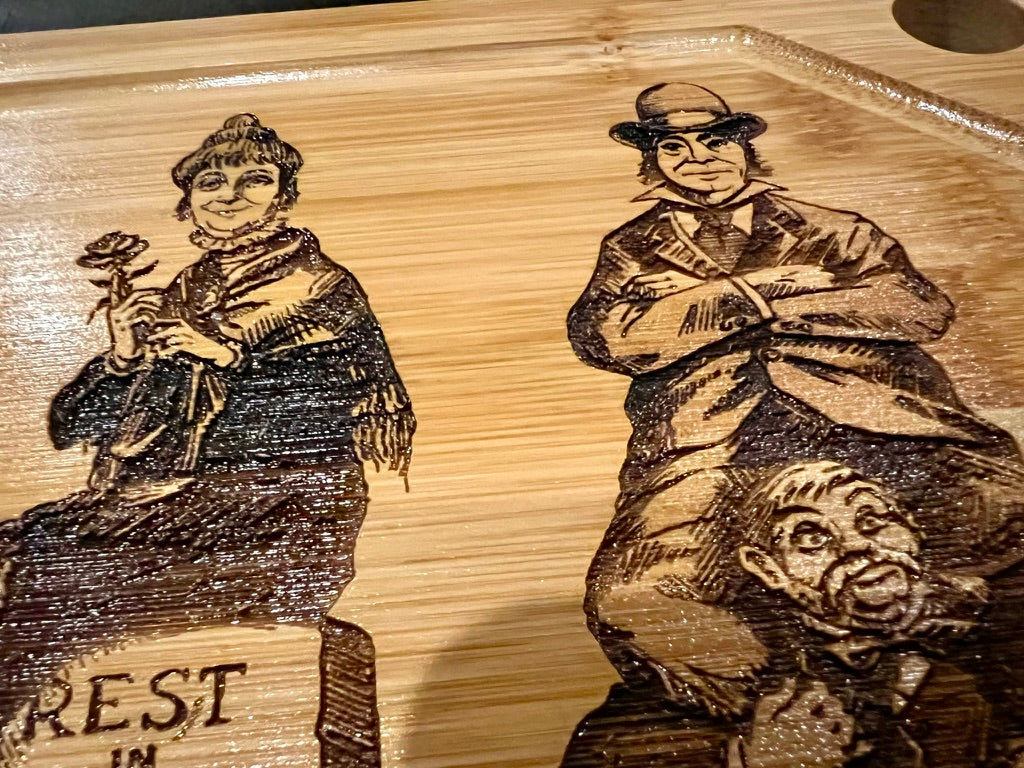 Cutting / Charcuterie Board - Haunted Stretching Portraits engraved on heavy duty bamboo