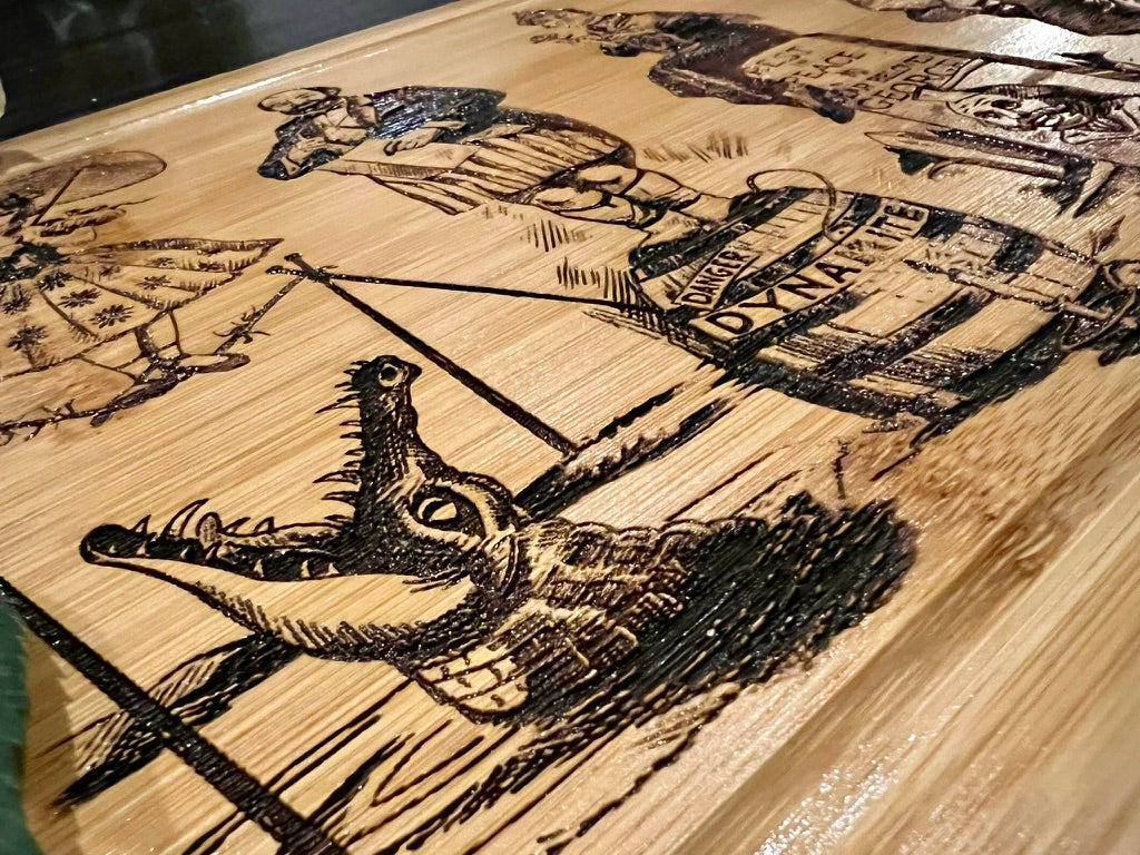 Cutting / Charcuterie Board - Haunted Stretching Portraits engraved on heavy duty bamboo