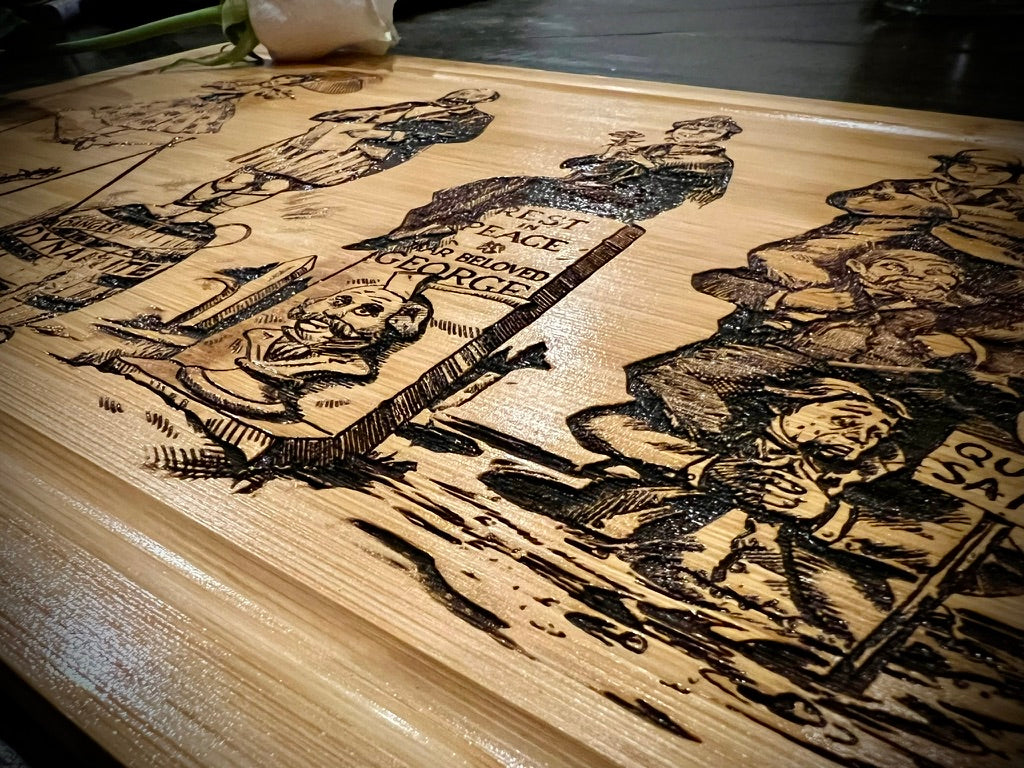 Cutting / Charcuterie Board - Haunted Stretching Portraits engraved on heavy duty bamboo