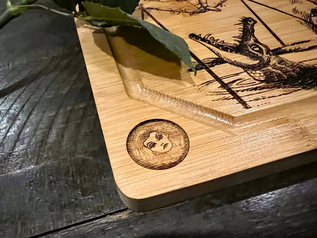 Cutting / Charcuterie Board - Haunted Stretching Portraits engraved on heavy duty bamboo