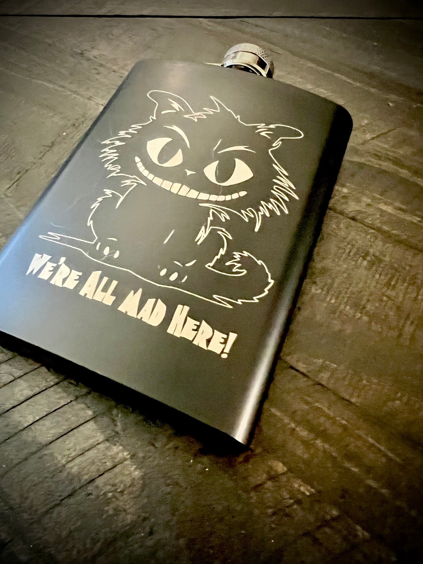 Flask - Cheshire Cat Stainless Steel 8oz (includes funnel)