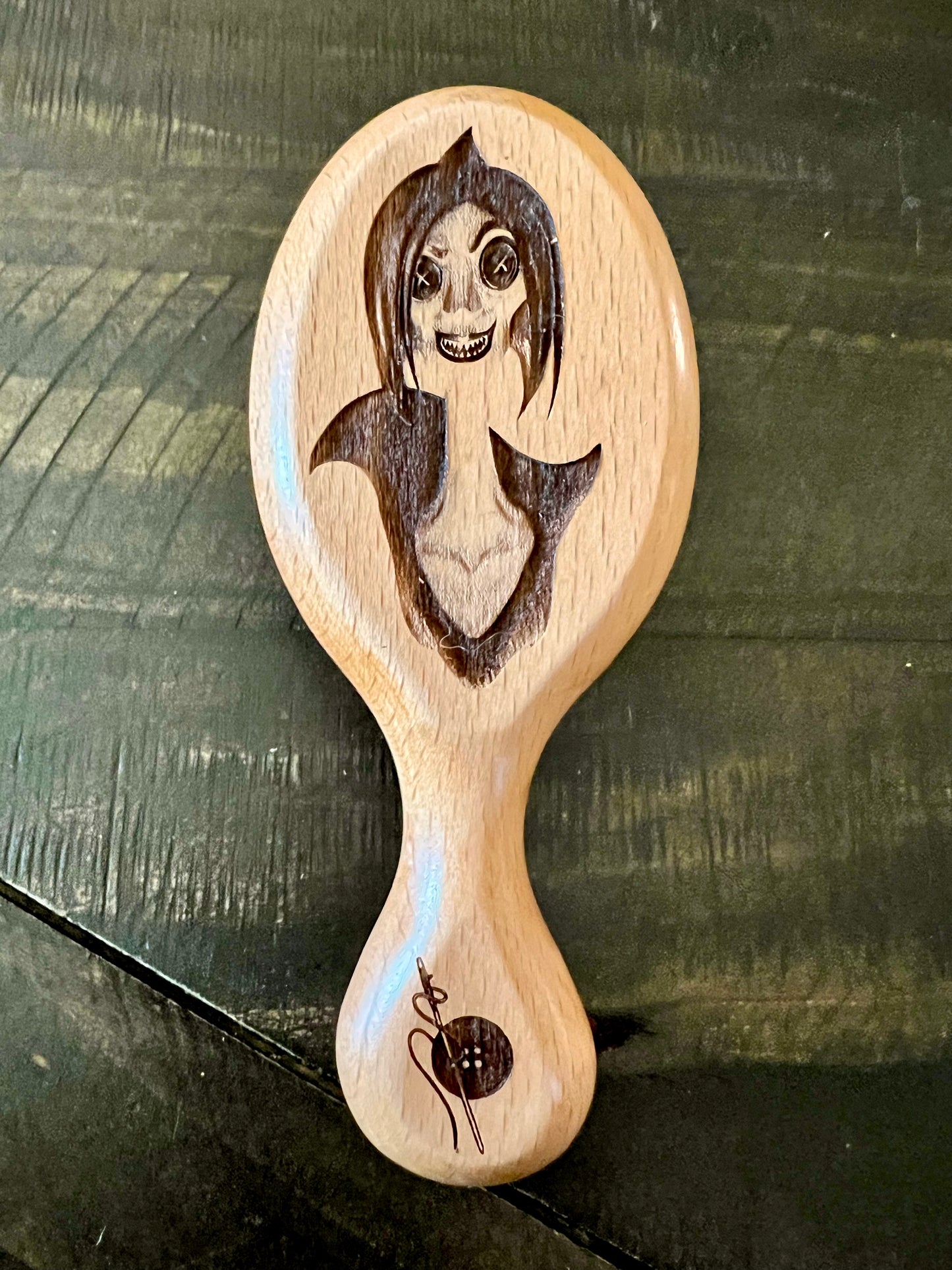 Travel Size Hairbrush - Other Mother engraving with boar bristles