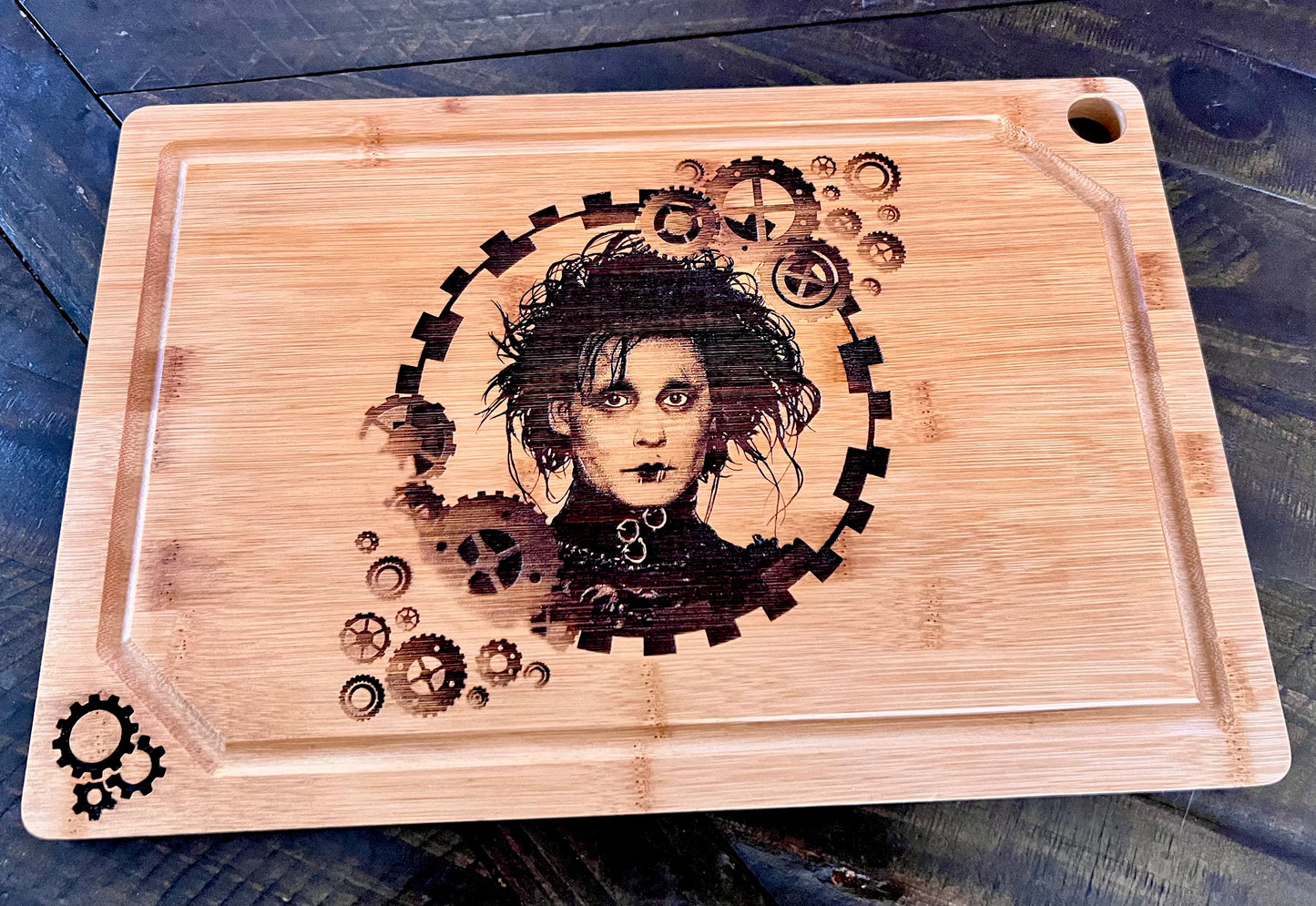 Cutting / Charcuterie Board - Edward Scissorhands (version 2) Engraved on Bamboo
