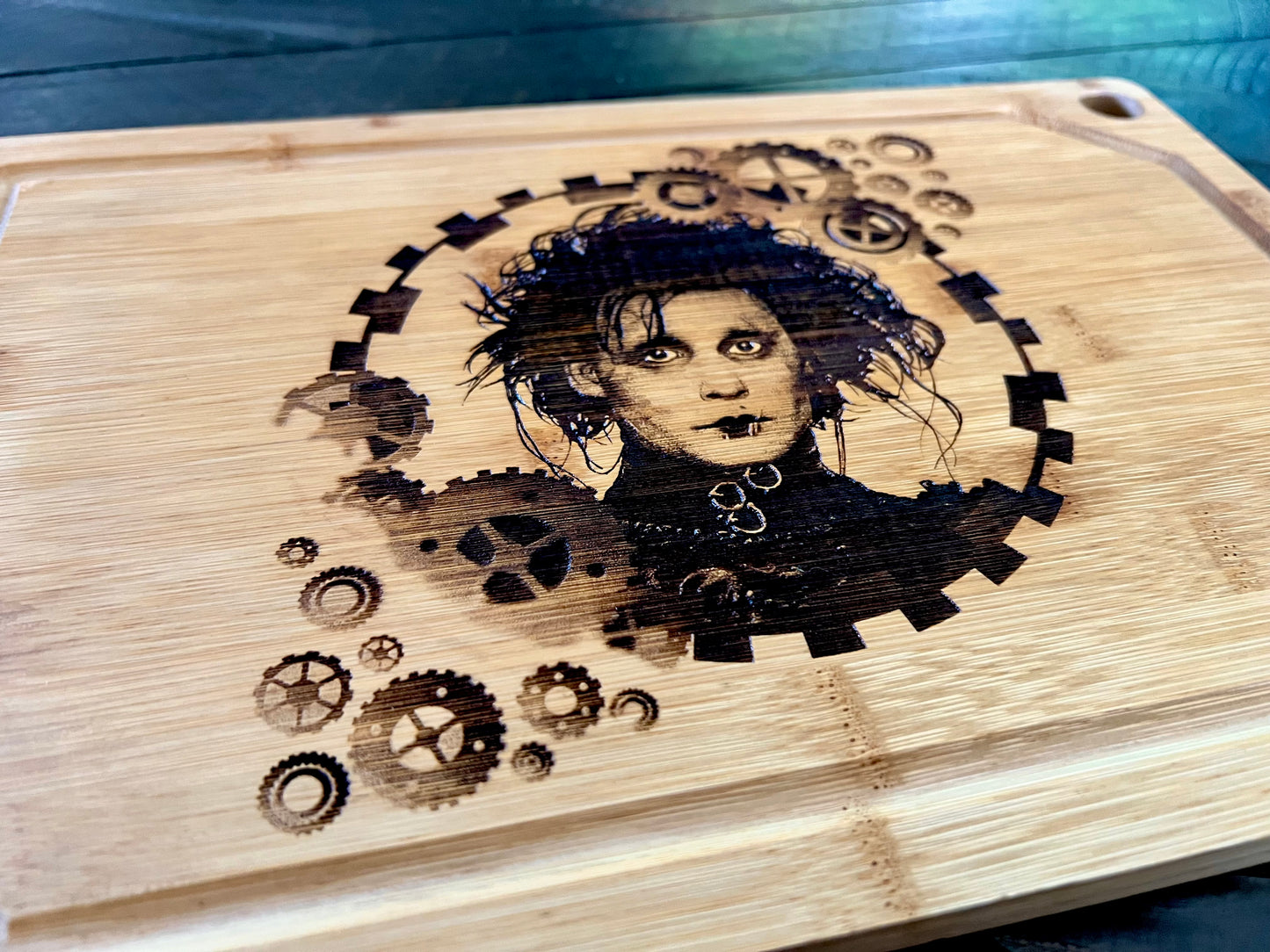 Cutting / Charcuterie Board - Edward Scissorhands (version 2) Engraved on Bamboo