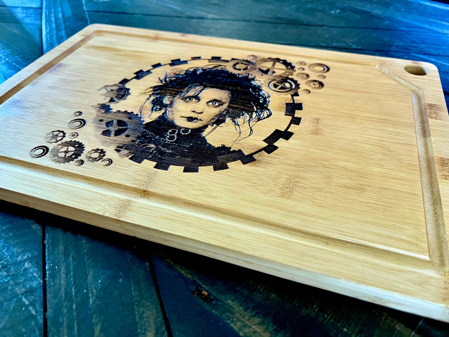 Cutting / Charcuterie Board - Edward Scissorhands (version 2) Engraved on Bamboo