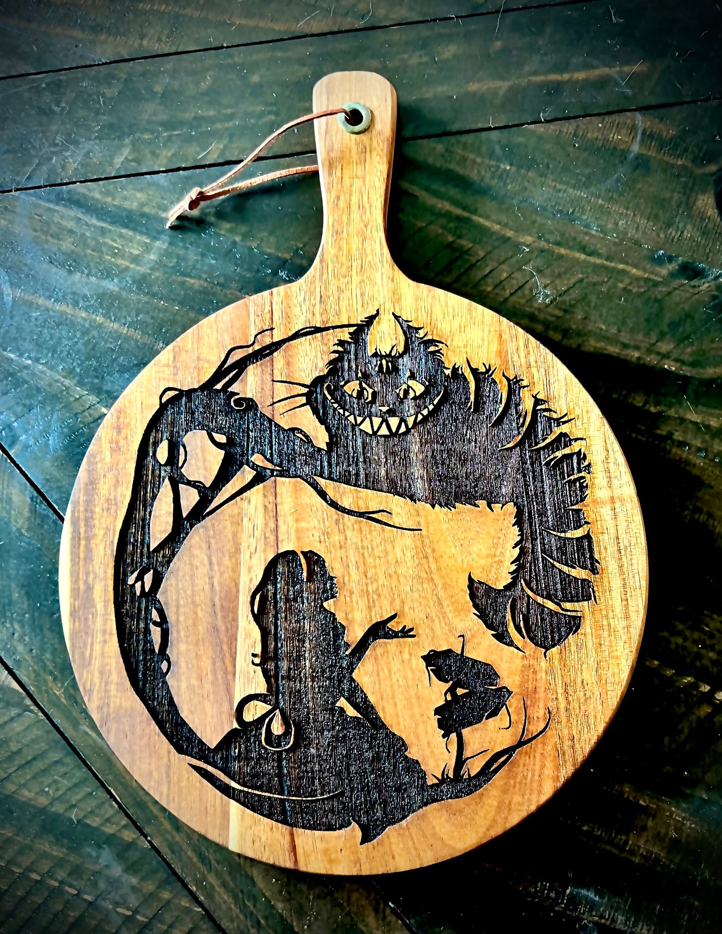 Charcuterie & Cutting Board - Alice in Wonderland engraved on beautiful Acacia wood
