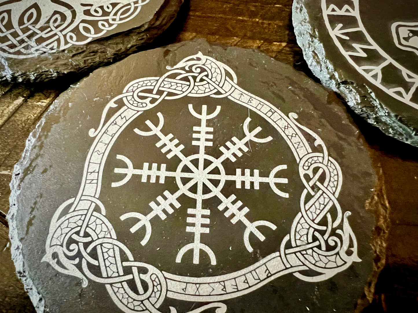 Coaster Set - Norse Symbols etched on Slate (set of four) Viking