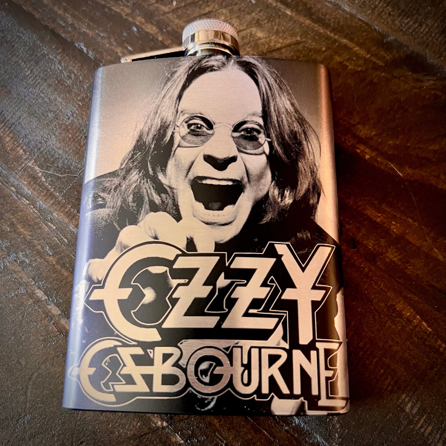 Flask - Ozzy Osbourne 8oz (includes funnel) Stainless Steel