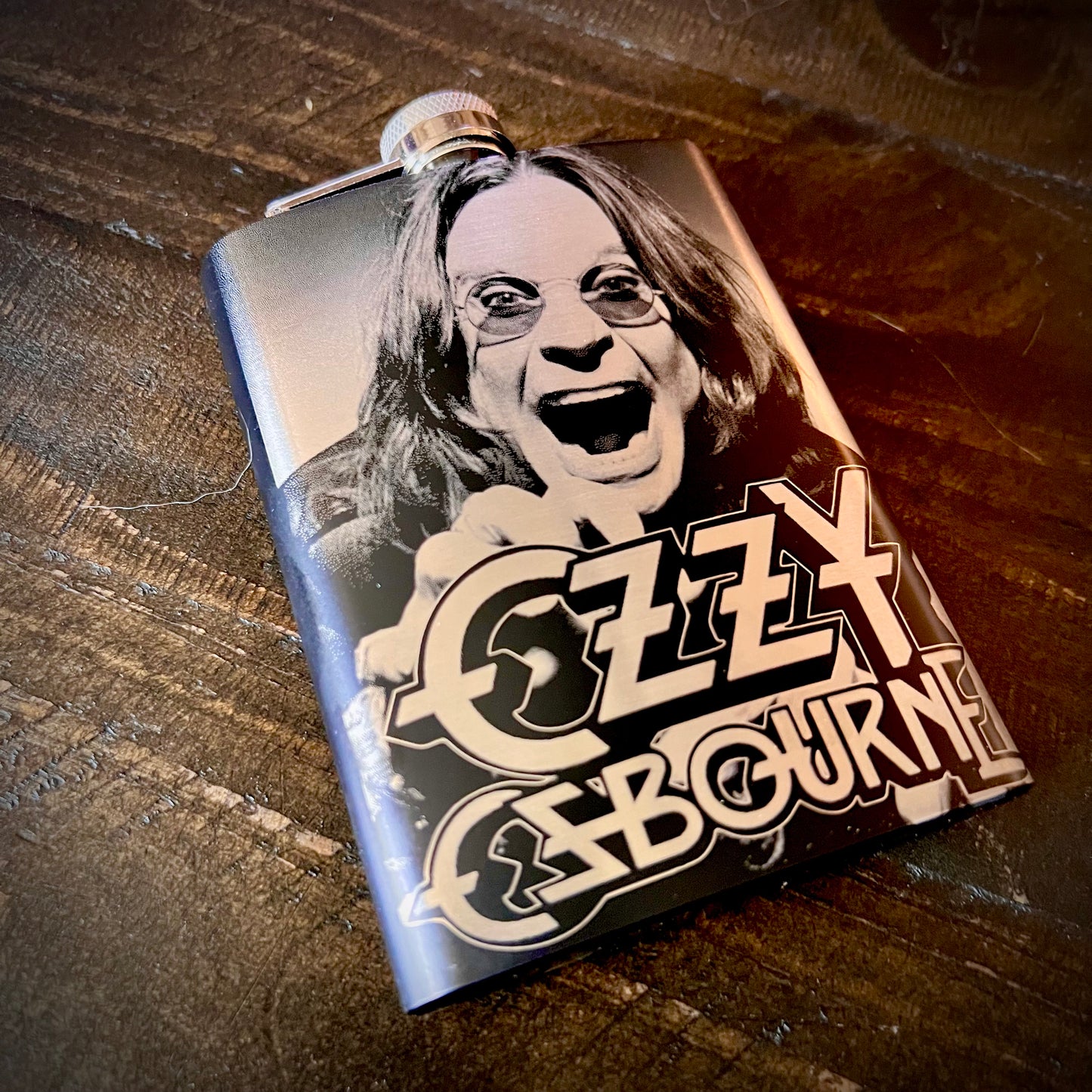Flask - Ozzy Osbourne 8oz (includes funnel) Stainless Steel