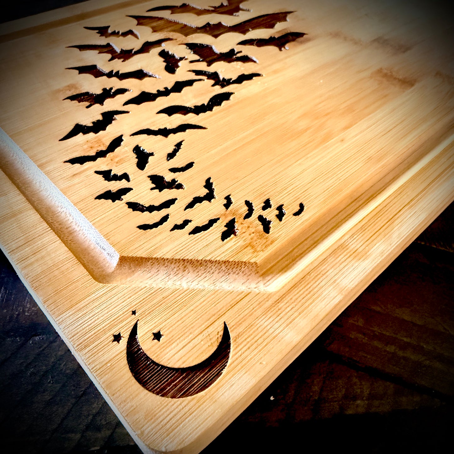 Cutting / Charcuterie Board - Bats! Engraved on Bamboo
