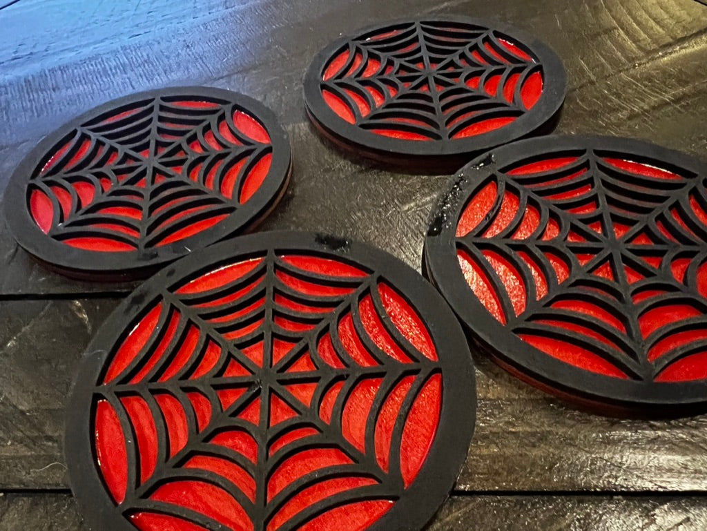 Coaster Set - 3D Spider Web Design 4" round