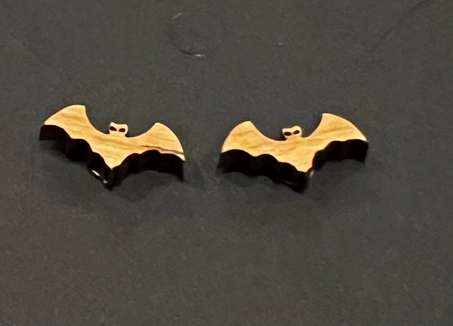 Earrings - Baby Bat Studs made out of Cherrywood