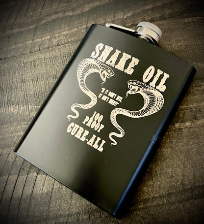 Flask - Snake Oil Stainless Steel 8oz (includes funnel)