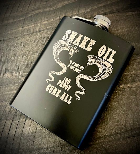 Flask - Snake Oil Stainless Steel 8oz (includes funnel)
