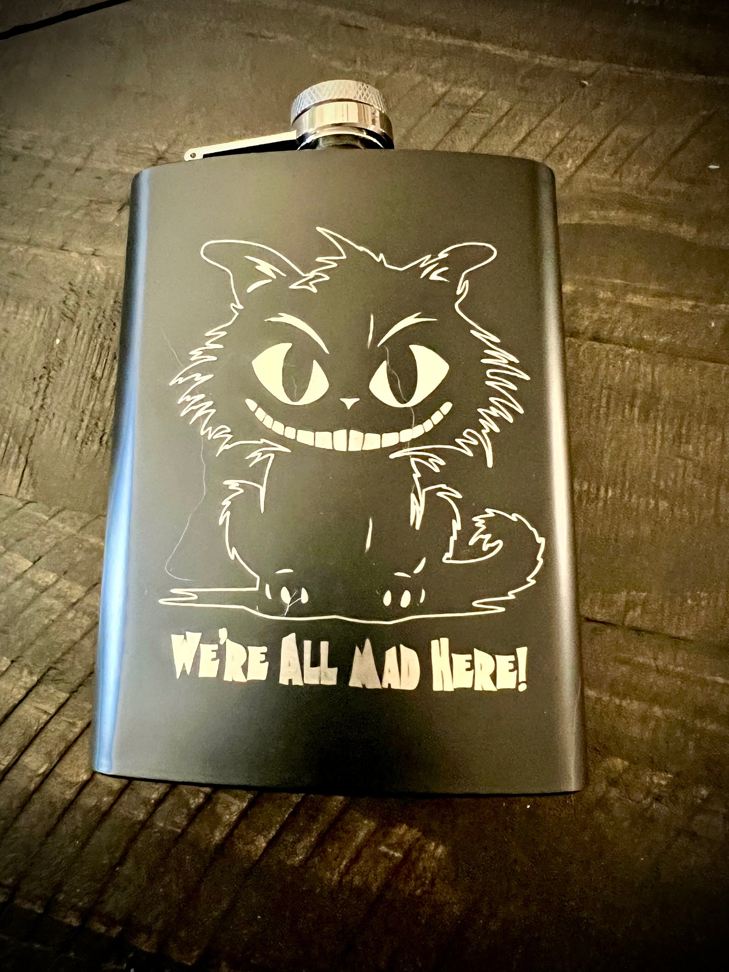 Flask - Cheshire Cat Stainless Steel 8oz (includes funnel)