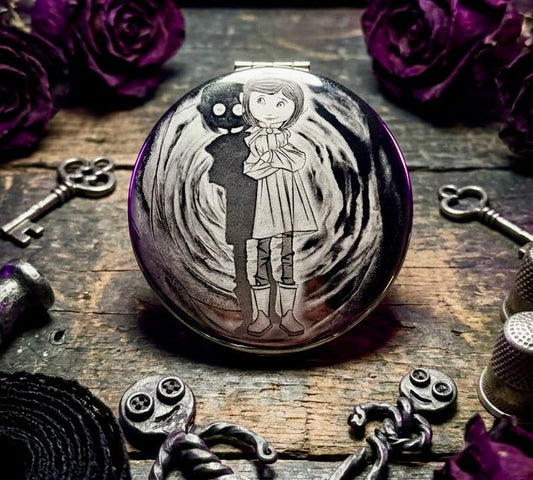 Compact Mirror - Coraline and Other Mother Dual Sided Metal Engraved