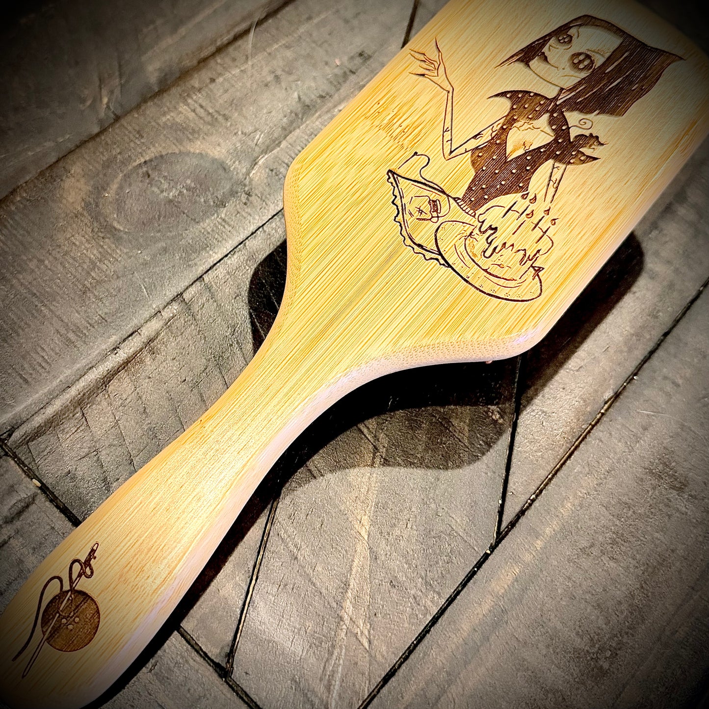 Hairbrush  - Other Mother Engraved on Bamboo Handle Coraline