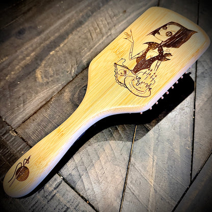 Hairbrush  - Other Mother Engraved on Bamboo Handle Coraline