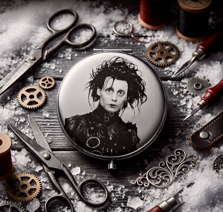 Compact Mirror - Edward Scissorhands Dual Sided Metal Engraved