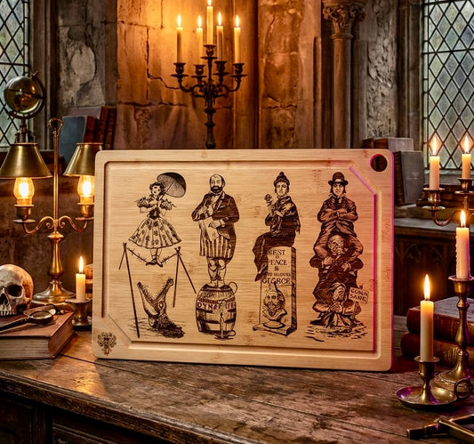 Cutting / Charcuterie Board - Haunted Stretching Portraits engraved on heavy duty bamboo