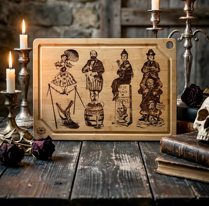 Cutting / Charcuterie Board - Haunted Stretching Portraits engraved on heavy duty bamboo