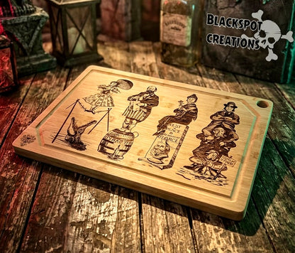 Cutting / Charcuterie Board - Haunted Stretching Portraits engraved on heavy duty bamboo