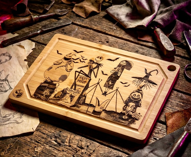 Cutting / Charcuterie Board - Nightmare Before Christmas Haunted Mansion Mash Up
