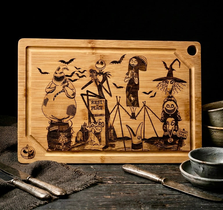Cutting / Charcuterie Board - Nightmare Before Christmas Haunted Mansion Mash Up
