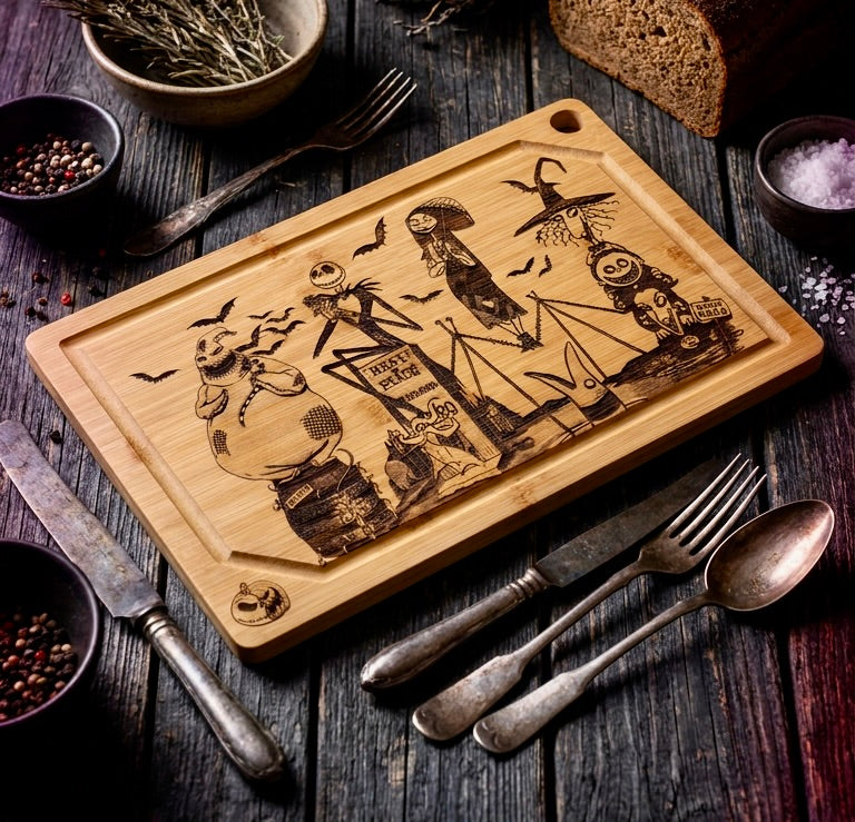 Cutting / Charcuterie Board - Nightmare Before Christmas Haunted Mansion Mash Up