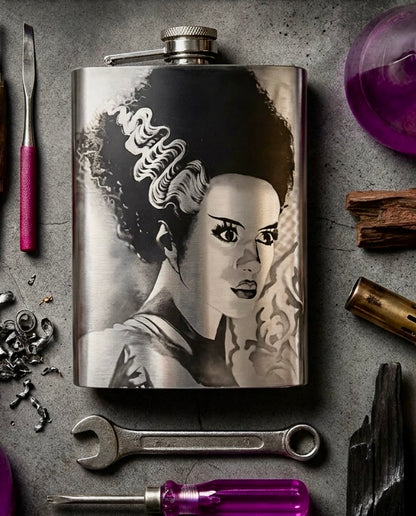 Flask - Bride of Frankenstein Stainless Steel 8oz (includes funnel)