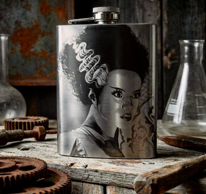Flask - Bride of Frankenstein Stainless Steel 8oz (includes funnel)