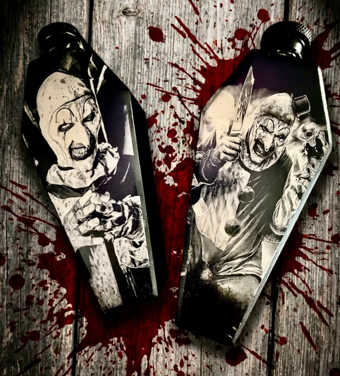 Flask - Art The Clown Coffin Shaped Stainless Steel Dual-Sided Engraved Metal Terrifier