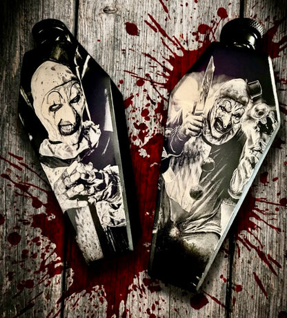 Flask - Art The Clown Coffin Shaped Stainless Steel Dual-Sided Engraved Metal Terrifier