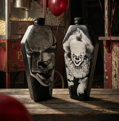 Flask - Pennywise the Clown Coffin Shaped Stainless Steel Dual-Sided Engraved Metal IT