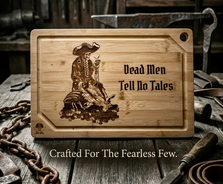 Cutting / Charcuterie Board - Pirates of the Caribbean Treasure Skeleton engraved on heavy duty bamboo