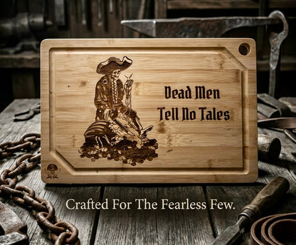 Cutting / Charcuterie Board - Pirates of the Caribbean Treasure Skeleton engraved on heavy duty bamboo