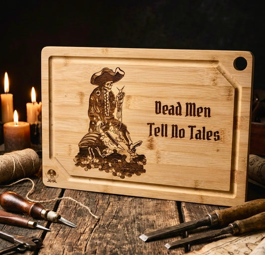 Cutting / Charcuterie Board - Pirates of the Caribbean Treasure Skeleton engraved on heavy duty bamboo