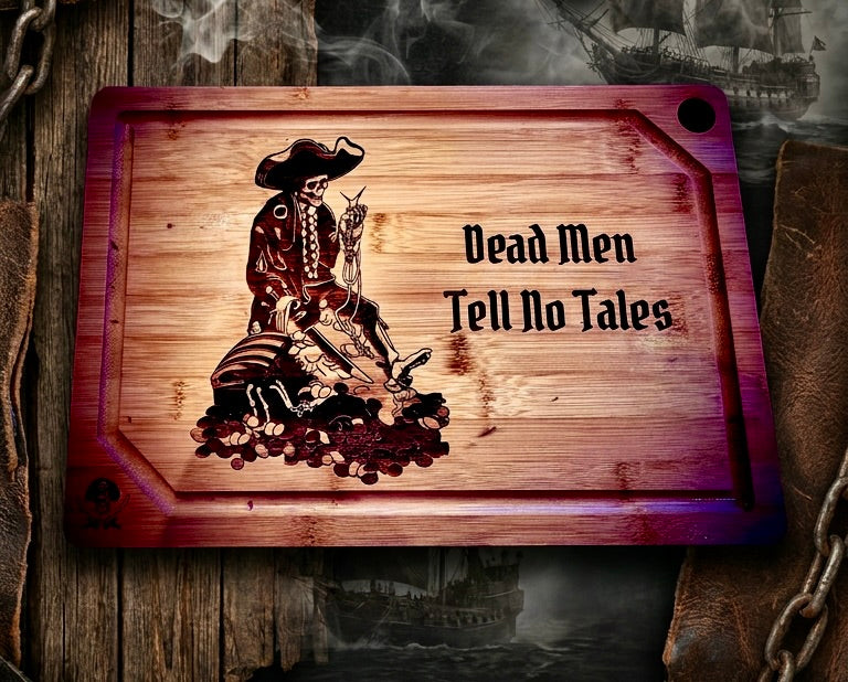Cutting / Charcuterie Board - Pirates of the Caribbean Treasure Skeleton engraved on heavy duty bamboo