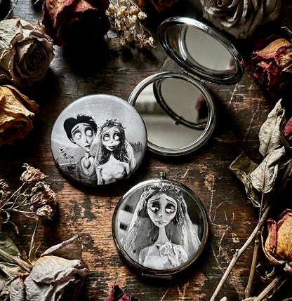 Compact Pocket Mirror - Corpse Bride Dual Sided Metal Engraved