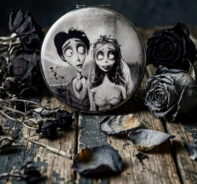 Compact Pocket Mirror - Corpse Bride Dual Sided Metal Engraved