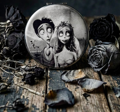 Compact Pocket Mirror - Corpse Bride Dual Sided Metal Engraved
