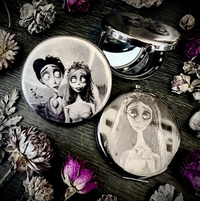 Compact Pocket Mirror - Corpse Bride Dual Sided Metal Engraved