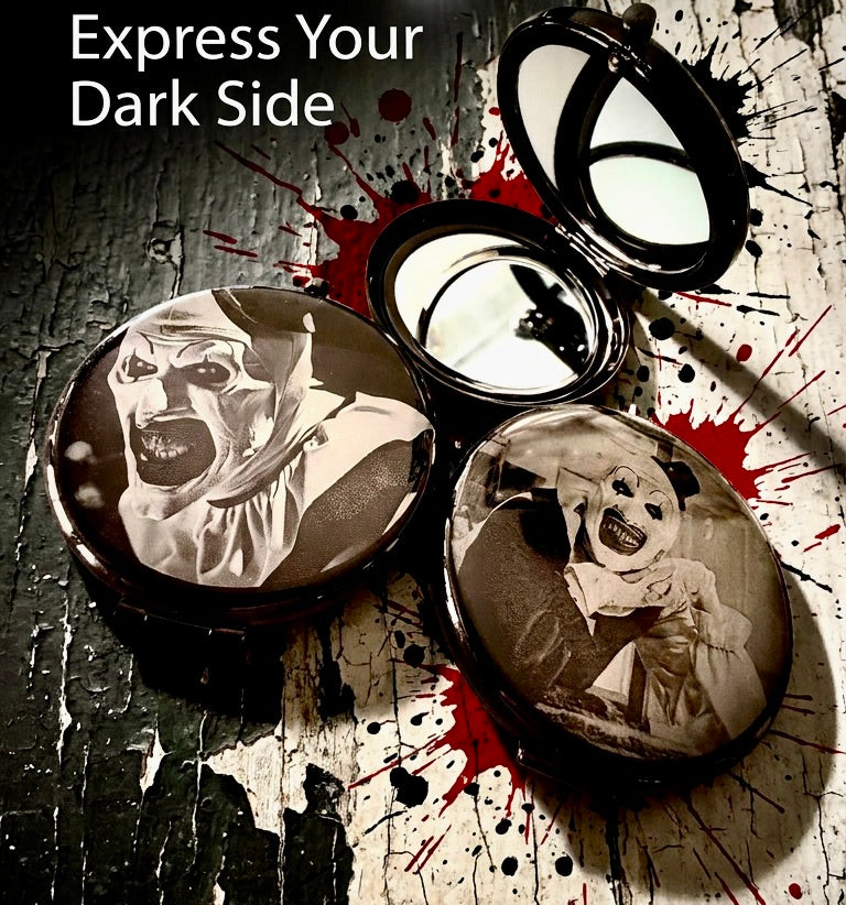 Compact Pocket Mirror - Art The Clown Dual Sided Metal Engraved Terrifier