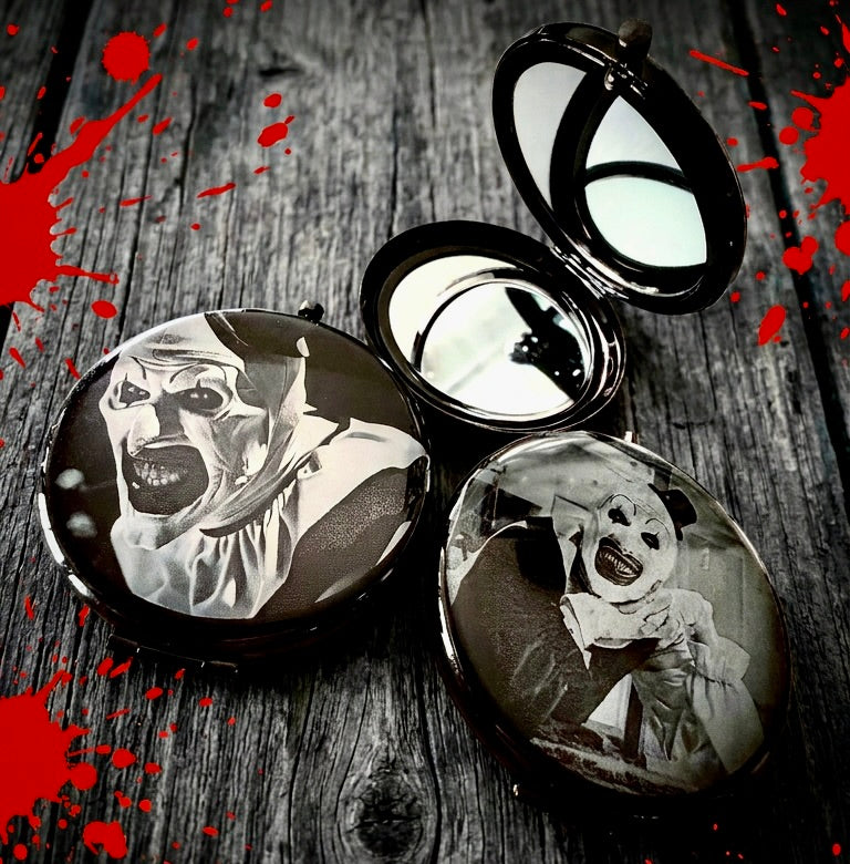 Compact Pocket Mirror - Art The Clown Dual Sided Metal Engraved Terrifier