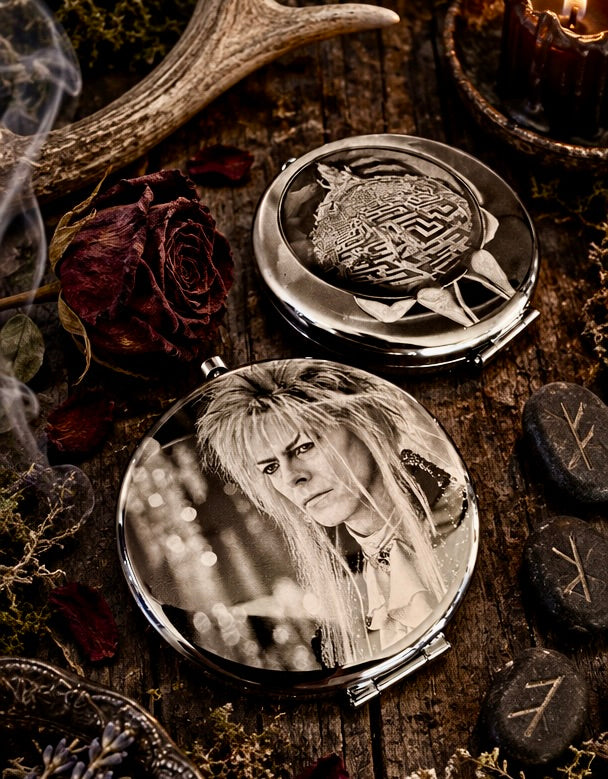 Compact Pocket Mirror - Labyrinth David Bowie Dual Sided Engraved Steel