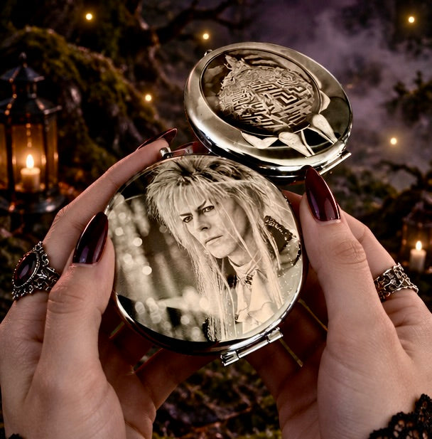 Compact Pocket Mirror - Labyrinth David Bowie Dual Sided Engraved Steel