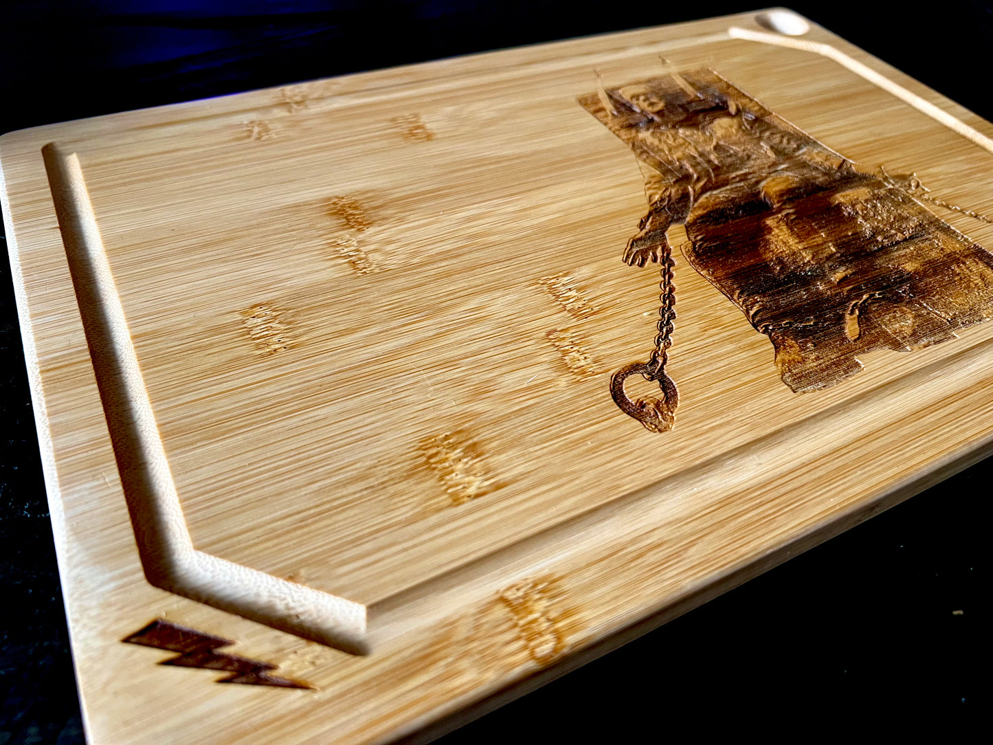 Cutting Charcuterie Board - Frankenstein in Chains Bamboo engraved on Bamboo