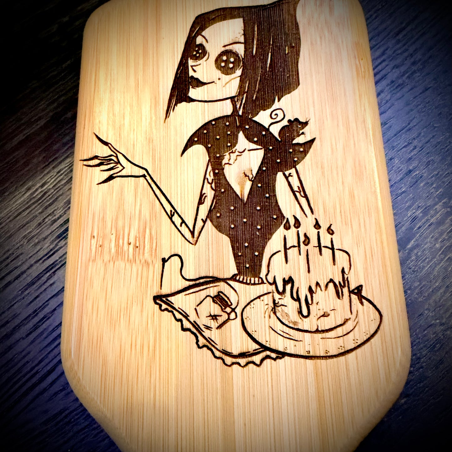 Hairbrush  - Other Mother Engraved on Bamboo Handle Coraline