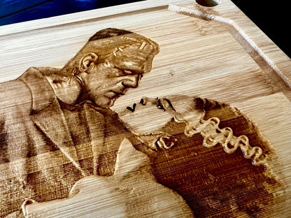 Cutting/Charcuterie Board - Engraved Bamboo Monster & Bride