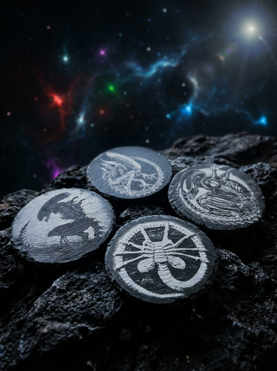 Coaster Set - Alien Xenomorph Engraved on Slate (Set of four)